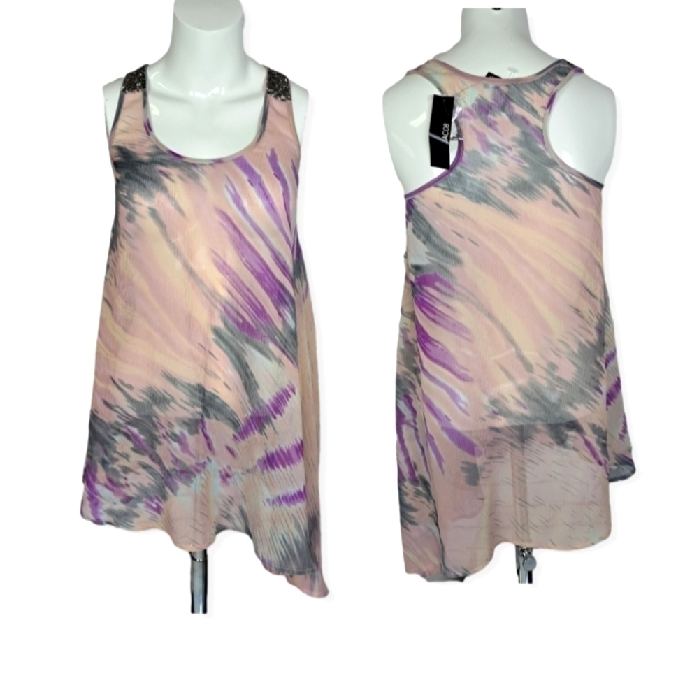 JACOB Watercolor Sheer Racerback Tank Top size XS